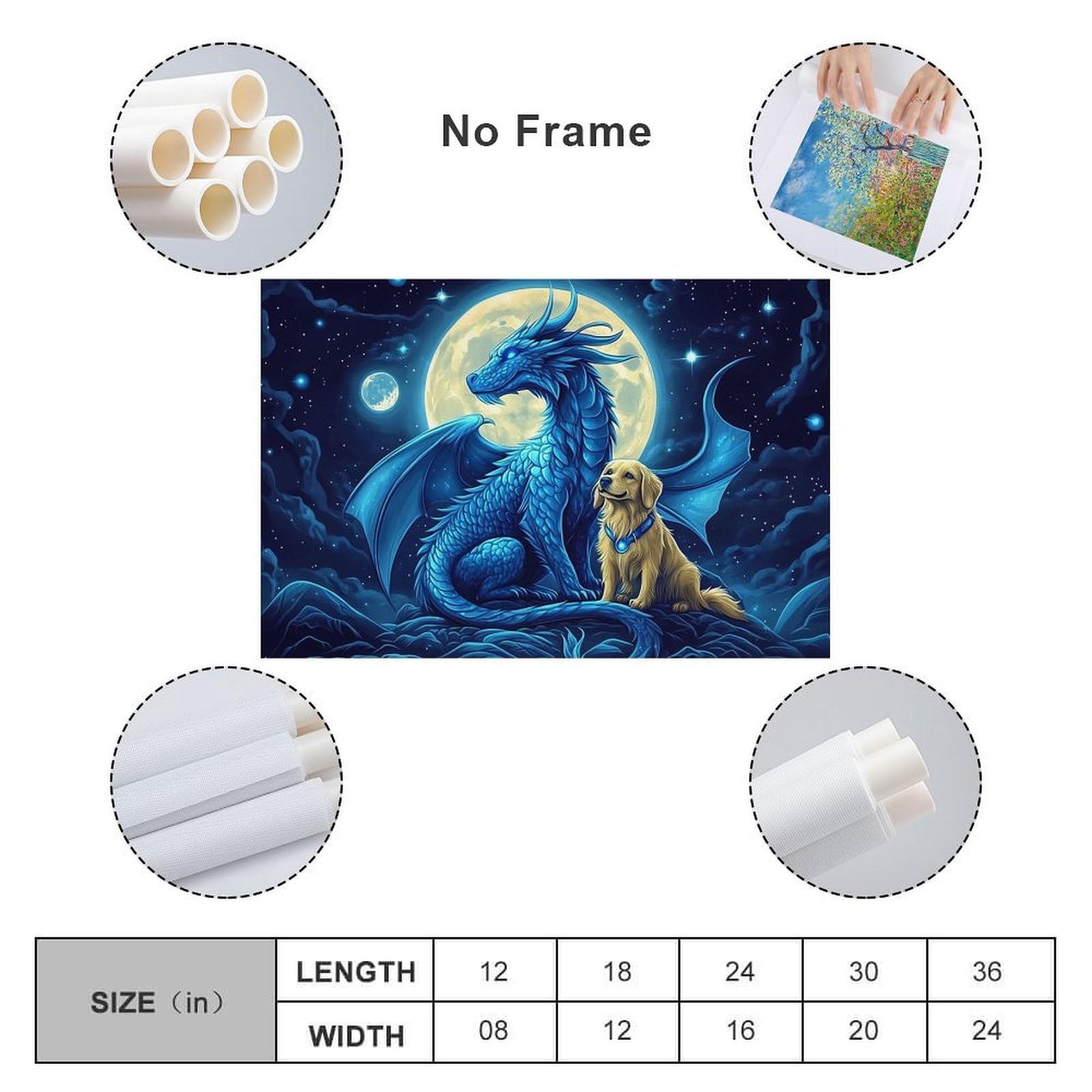 Amazon.com: KRECDKQ Dragon Poster,Blue Dragon Dog Golden Retriever